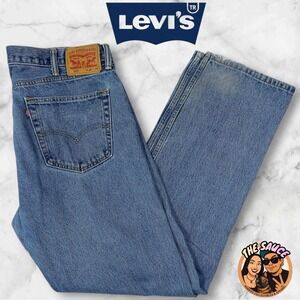 Levi‎ Strauss Co 505 Jeans Mens W38 L34 Blue Medium Wash Straight Leg Denim